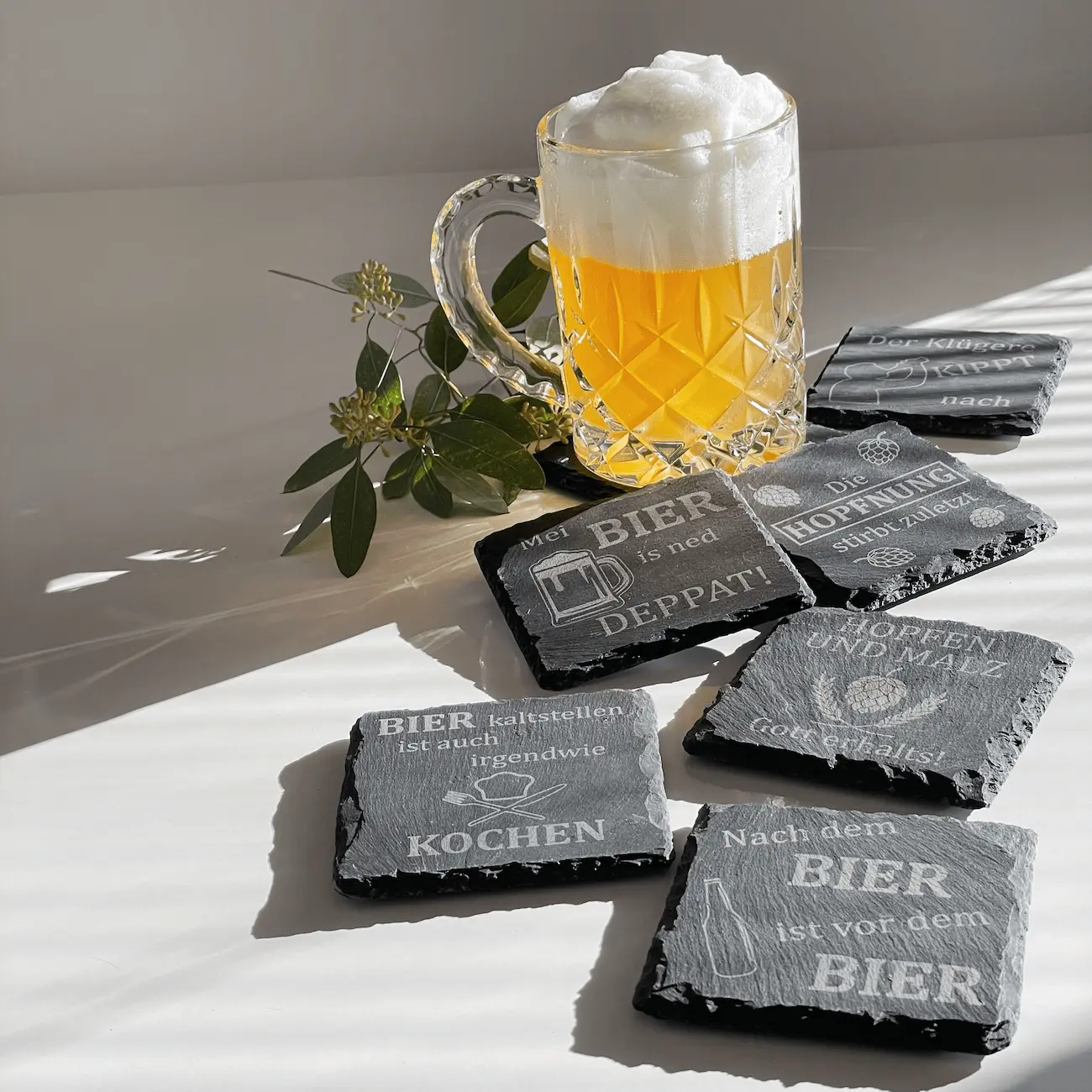 Schiefer Untersetzer "Bier" RKDesign Betonmanufaktur Geschenkidee