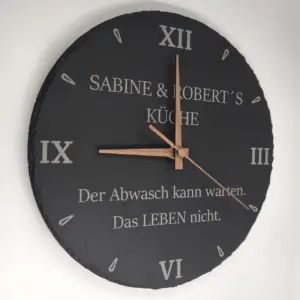 Schieferuhr mit Wunschtext - Exklusives Geschenk für besondere Anlässe